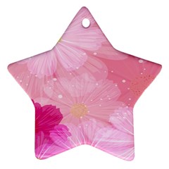 Cosmos Flower Floral Sunflower Star Pink Frame Star Ornament (two Sides) by Mariart