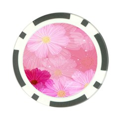 Cosmos Flower Floral Sunflower Star Pink Frame Poker Chip Card Guard by Mariart