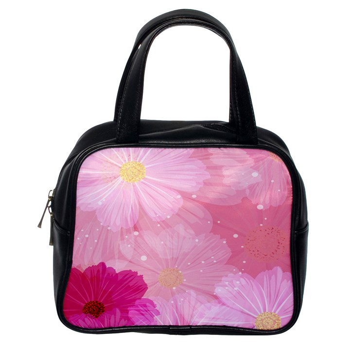 Cosmos Flower Floral Sunflower Star Pink Frame Classic Handbags (One Side)