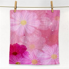 Cosmos Flower Floral Sunflower Star Pink Frame Face Towel