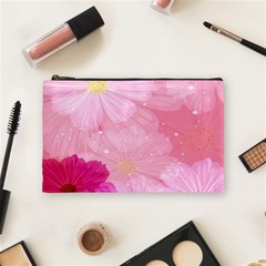 Cosmos Flower Floral Sunflower Star Pink Frame Cosmetic Bag (medium)  by Mariart