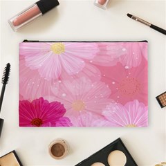 Cosmos Flower Floral Sunflower Star Pink Frame Cosmetic Bag (large)  by Mariart