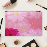 Cosmos Flower Floral Sunflower Star Pink Frame Cosmetic Bag (Large)  Back