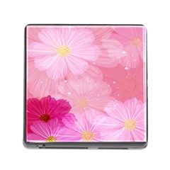 Cosmos Flower Floral Sunflower Star Pink Frame Memory Card Reader (square) by Mariart