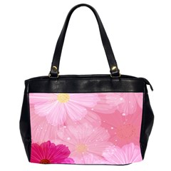 Cosmos Flower Floral Sunflower Star Pink Frame Office Handbags (2 Sides)  by Mariart