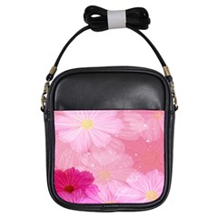 Cosmos Flower Floral Sunflower Star Pink Frame Girls Sling Bags by Mariart