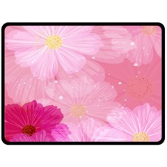 Cosmos Flower Floral Sunflower Star Pink Frame Fleece Blanket (large) 