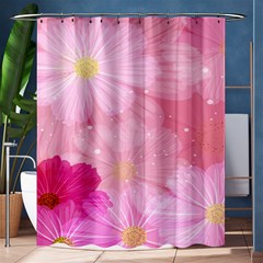 Cosmos Flower Floral Sunflower Star Pink Frame Shower Curtain 60  X 72  (medium)  by Mariart