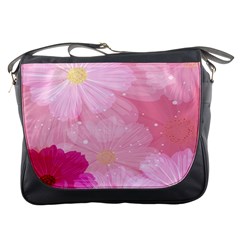 Cosmos Flower Floral Sunflower Star Pink Frame Messenger Bags by Mariart