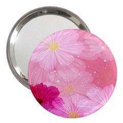 Cosmos Flower Floral Sunflower Star Pink Frame 3  Handbag Mirrors