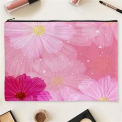 Cosmos Flower Floral Sunflower Star Pink Frame Cosmetic Bag (xxxl)  by Mariart