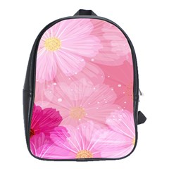 Cosmos Flower Floral Sunflower Star Pink Frame School Bag (xl)