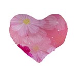 Cosmos Flower Floral Sunflower Star Pink Frame Standard 16  Premium Heart Shape Cushions Front