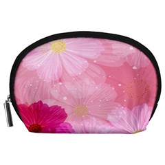 Cosmos Flower Floral Sunflower Star Pink Frame Accessory Pouches (large)  by Mariart