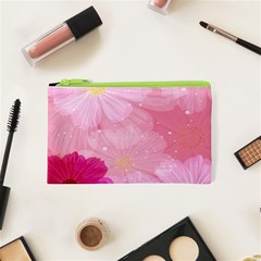 Cosmos Flower Floral Sunflower Star Pink Frame Cosmetic Bag (xs) by Mariart