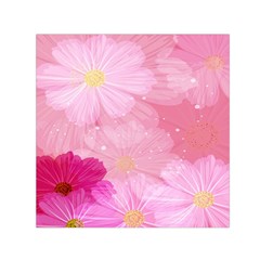 Cosmos Flower Floral Sunflower Star Pink Frame Small Satin Scarf (square) by Mariart