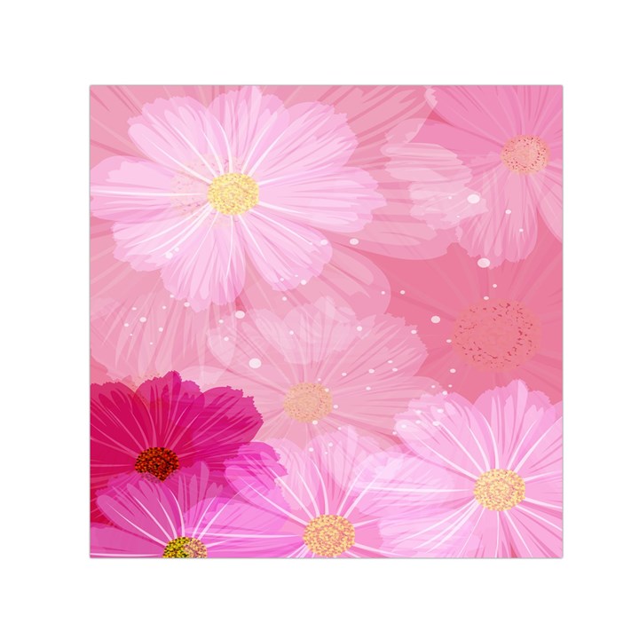 Cosmos Flower Floral Sunflower Star Pink Frame Small Satin Scarf (Square)