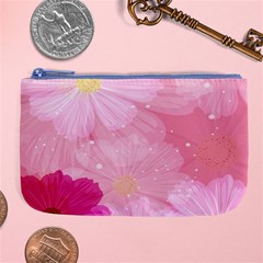 Cosmos Flower Floral Sunflower Star Pink Frame Large Coin Purse