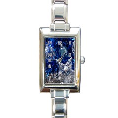 Christmas Silver Blue Star Ball Happy Kids Rectangle Italian Charm Watch