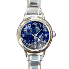 Christmas Silver Blue Star Ball Happy Kids Round Italian Charm Watch by Mariart