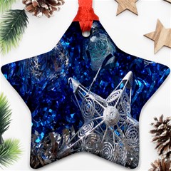 Christmas Silver Blue Star Ball Happy Kids Ornament (Star)