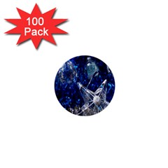 Christmas Silver Blue Star Ball Happy Kids 1  Mini Buttons (100 pack) 