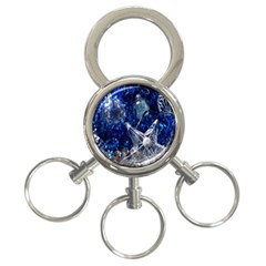 Christmas Silver Blue Star Ball Happy Kids 3-Ring Key Chains