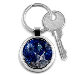 Christmas Silver Blue Star Ball Happy Kids Key Chains (Round) 