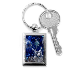 Christmas Silver Blue Star Ball Happy Kids Key Chains (rectangle)  by Mariart