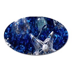 Christmas Silver Blue Star Ball Happy Kids Oval Magnet