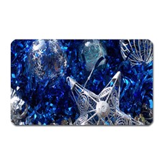 Christmas Silver Blue Star Ball Happy Kids Magnet (rectangular) by Mariart