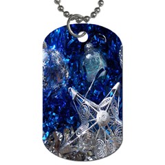 Christmas Silver Blue Star Ball Happy Kids Dog Tag (One Side)