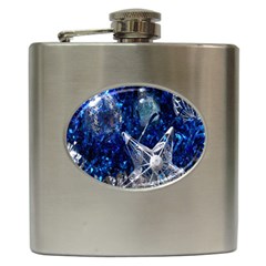 Christmas Silver Blue Star Ball Happy Kids Hip Flask (6 oz)