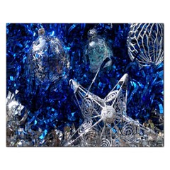 Christmas Silver Blue Star Ball Happy Kids Rectangular Jigsaw Puzzl