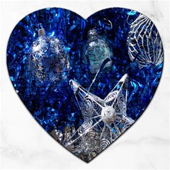 Christmas Silver Blue Star Ball Happy Kids Jigsaw Puzzle (Heart)