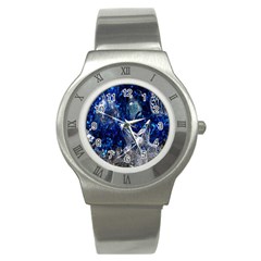 Christmas Silver Blue Star Ball Happy Kids Stainless Steel Watch