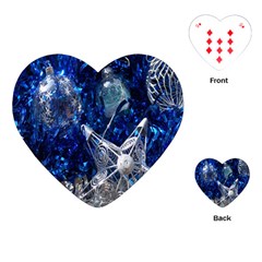 Christmas Silver Blue Star Ball Happy Kids Playing Cards (heart) 