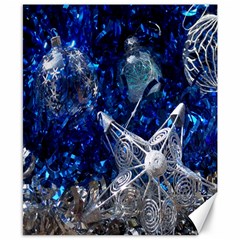 Christmas Silver Blue Star Ball Happy Kids Canvas 8  x 10 