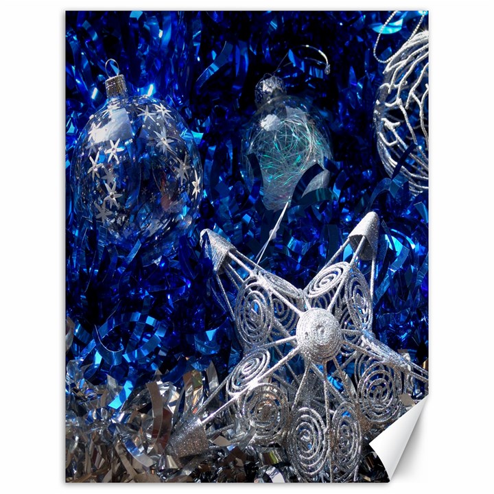 Christmas Silver Blue Star Ball Happy Kids Canvas 12  x 16  