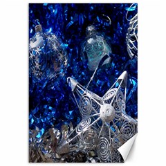 Christmas Silver Blue Star Ball Happy Kids Canvas 12  x 18  