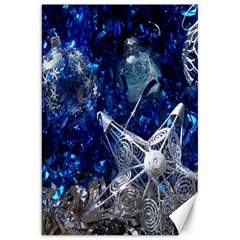 Christmas Silver Blue Star Ball Happy Kids Canvas 20  x 30  