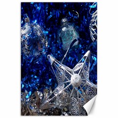 Christmas Silver Blue Star Ball Happy Kids Canvas 24  x 36 