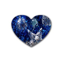 Christmas Silver Blue Star Ball Happy Kids Rubber Coaster (Heart) 