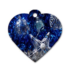 Christmas Silver Blue Star Ball Happy Kids Dog Tag Heart (One Side)