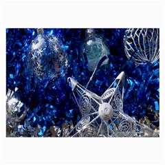 Christmas Silver Blue Star Ball Happy Kids Large Glasses Cloth by Mariart