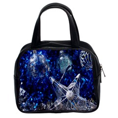 Christmas Silver Blue Star Ball Happy Kids Classic Handbags (2 Sides)