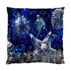 Christmas Silver Blue Star Ball Happy Kids Standard Cushion Case (one Side) by Mariart