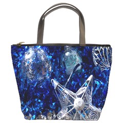 Christmas Silver Blue Star Ball Happy Kids Bucket Bags by Mariart