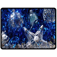 Christmas Silver Blue Star Ball Happy Kids Fleece Blanket (Large) 