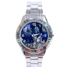 Christmas Silver Blue Star Ball Happy Kids Stainless Steel Analogue Watch